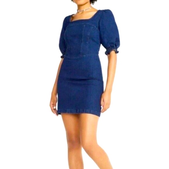 Betsey Johnson Dresses & Skirts - Betsey Johnson Women's Puff Short Sleeve Denim Mini Dress